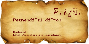 Petneházi Áron névjegykártya
